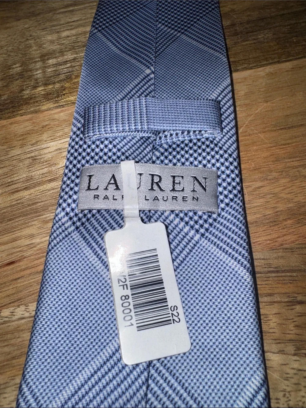 Lauren Ralph Lauren Blue/Grey Glen Plaid Prince of Wales  Men's Tie 60”